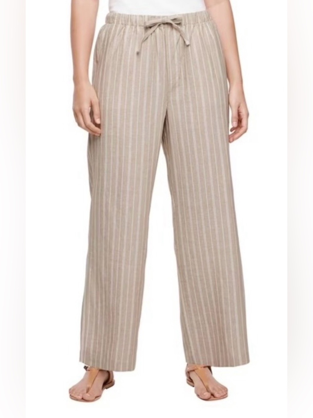 Gap Mid Rise Linen-Blend Pull-On Wide-Leg Pants
